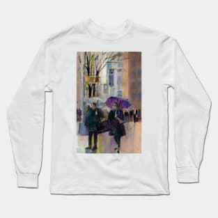 Rainy Day Woman in New York City.. Original Watercolor Print Long Sleeve T-Shirt